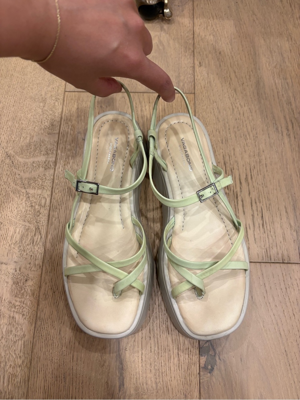 Vagabond Mint Green Strappy Platform Sandals